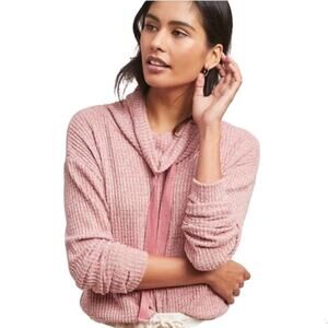 Anthropologie Saturday Sunday Sweater - Whistler Cowl Neck Pullover Pink Small